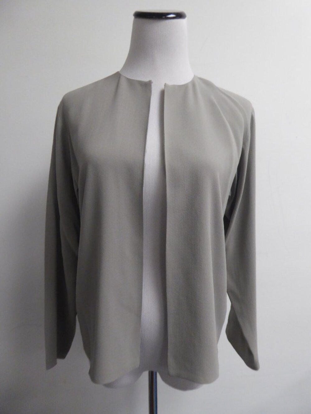 EILEEN FISHER GRAY SILK OPEN LINED JACKET TOP XS